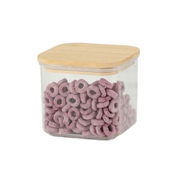 Set 3 cutii de depozitare Alimente Flippy, 0.5 L, cu Capac, 10x10x8 cm, Transparentă-Maro
