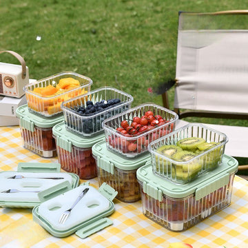 Caserolă Portabilă pentru Mâncare Fresh Flippy, 1500 ml, 2 Furculițe, 10 x 13.5 x 20 cm, Capace Detașabile pentru Congelator, Etanș, Spatiu pentru Tacamuri, Maner, Plastic Rezistent, Transparent