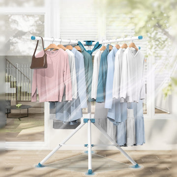 Uscător de Rufe Flippy Tip Umbrelă, Pliabil și Telescopic, 4 Tije, Interior-Exterior, Picior Anti-Alunecare, Înălțime Reglabilă 108–165 cm