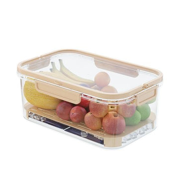 Cutie Depozitare Portabilă Flippy, cu Separator Gheata și Scurgere, Caserolă Prânz 25x16.5x11.5 cm, Crem/Transparent