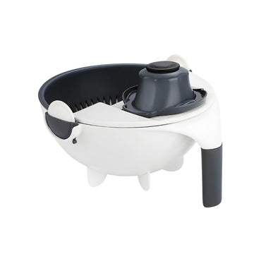 Tocator Multifuncțional Flippy, 7 Lame Oțel Inoxidabil, Cu Protecție pentru Mâini, 22x22x12 cm, Alb