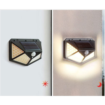 Set 10 x Lămpi Solare pentru Exterior Flippy, 100 LED-uri, Senzor Mișcare, Montaj pe Perete, Fără Cablu, 4 Fete