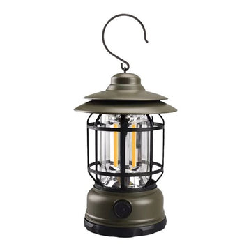 Lampă Portabilă Camping Felinar Vintage cu Cârlig, 21 COB LED, Intensitate Reglabilă, 5W, Flippy, Verde