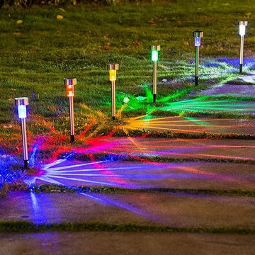 Lampă Solară Led decorativa pentru gradina, Argintie, Lumina Multicolor