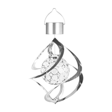 Lampa Solară LED RGB Spirală pentru Grădină/Terasă Flippy, Se Rotește de la Vânt, 35 x 5.5 cm, Rezistență la Apă, Tip Glob de Cristal, 2V, 600 mAh, Multicolor