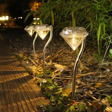 Lampă Solară LED Tip Diamant pentru Grădină Flippy, Înălțime 30 cm, 2V, ABS, 600mAh, Alb Cald