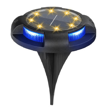 Lampă Solară LED Tip Spot pentru Grădină Flippy, 4 LED-uri Laterale Multicolore și 8 LED-uri Principale Alb Cald, IP65, 11x13.5 cm