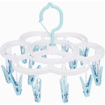 Uscător de Rufe Suspendat Flippy, Pliabil, 16 Cârlige, Rotire 360°, Plastic Durabil, 26x21 cm, Albastru