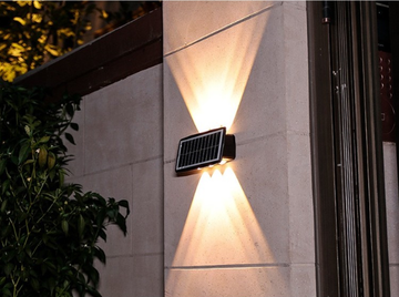 Set 3 x Lămpi Solare LED Bidirecționale pentru Perete Flippy, 6 LED-uri, 5.5V, ABS, 500mAh, IP65, Alb Cald