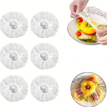 Set 100 Folie de Protecție Elastica pentru Alimente și Boluri Flippy, Material Plastic, Prospetime, Diametru 12 - 40 cm