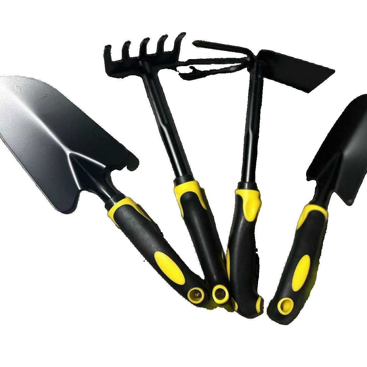 Set 4 Unelte de Grădină Flippy, PVC Carbon, 43 cm, Negru/Galben
