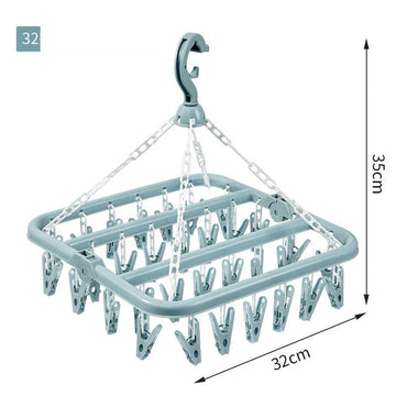 Uscător de Rufe Pliabil Flippy, 32 Cleme, Rotire 360°, Plastic Rezistent, Compact, 32x32 cm, Albastru