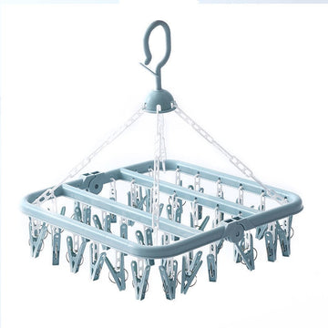 Uscător de Rufe Pliabil Flippy, 32 Cleme, Rotire 360°, Plastic Rezistent, Compact, 32x32 cm, Albastru