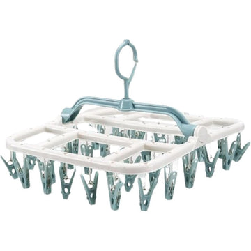Uscător de Rufe Suspendat Flippy, Pliabil, 40 Cârlige, Rotire 360°, Protecție Vânt, Plastic Durabil, 36x24 cm, Alb/Albastru